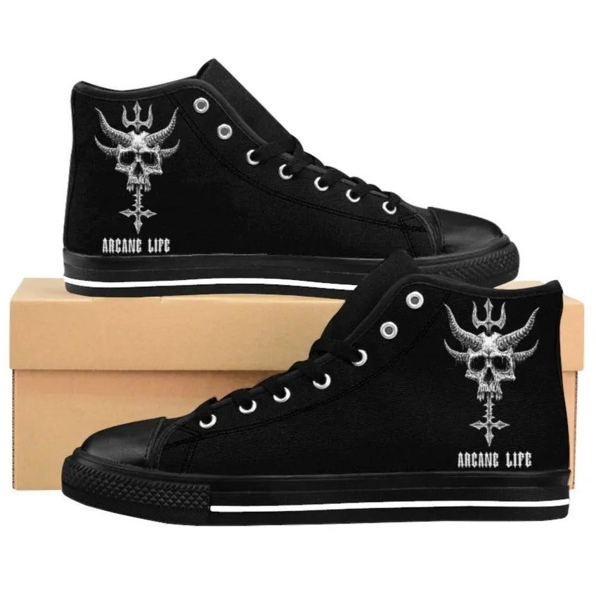 Skull Horn Inverted Cross Arcane Life Women's High-top Sneakers
