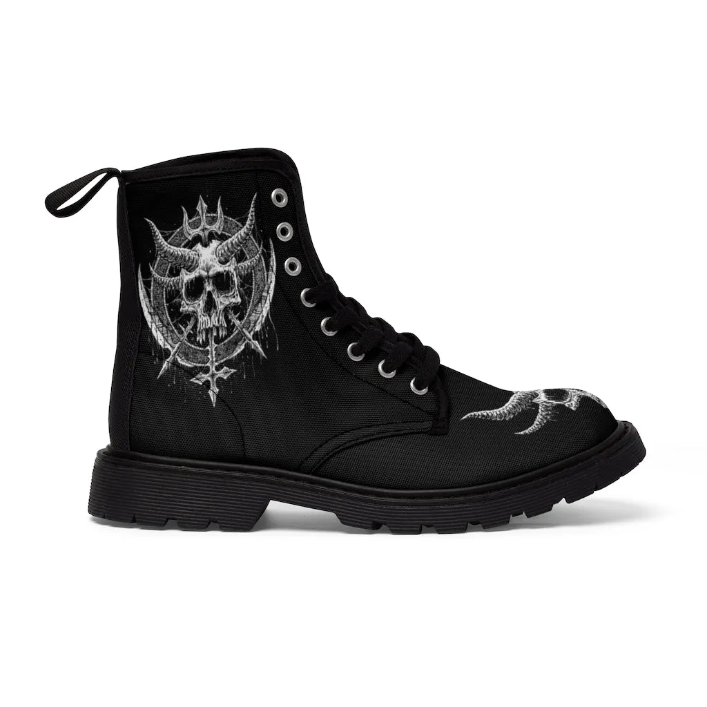 Skull Inverted Knife Crusher Cross Men's Canvas Boots