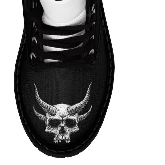 Skull Inverted Knife Crusher Cross Men's Canvas Boots