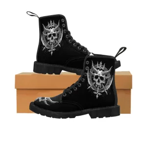 Skull Inverted Knife Crusher Cross Men's Canvas Boots