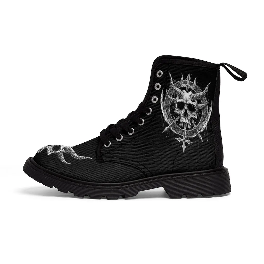 Skull Inverted Knife Crusher Cross Men's Canvas Boots