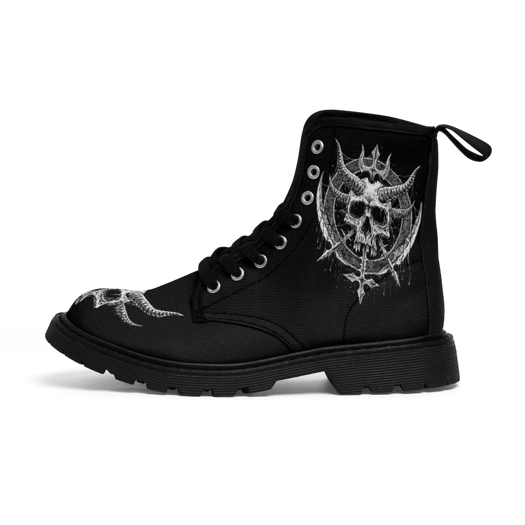Skull Inverted Knife Crusher Cross Men's Canvas Boots