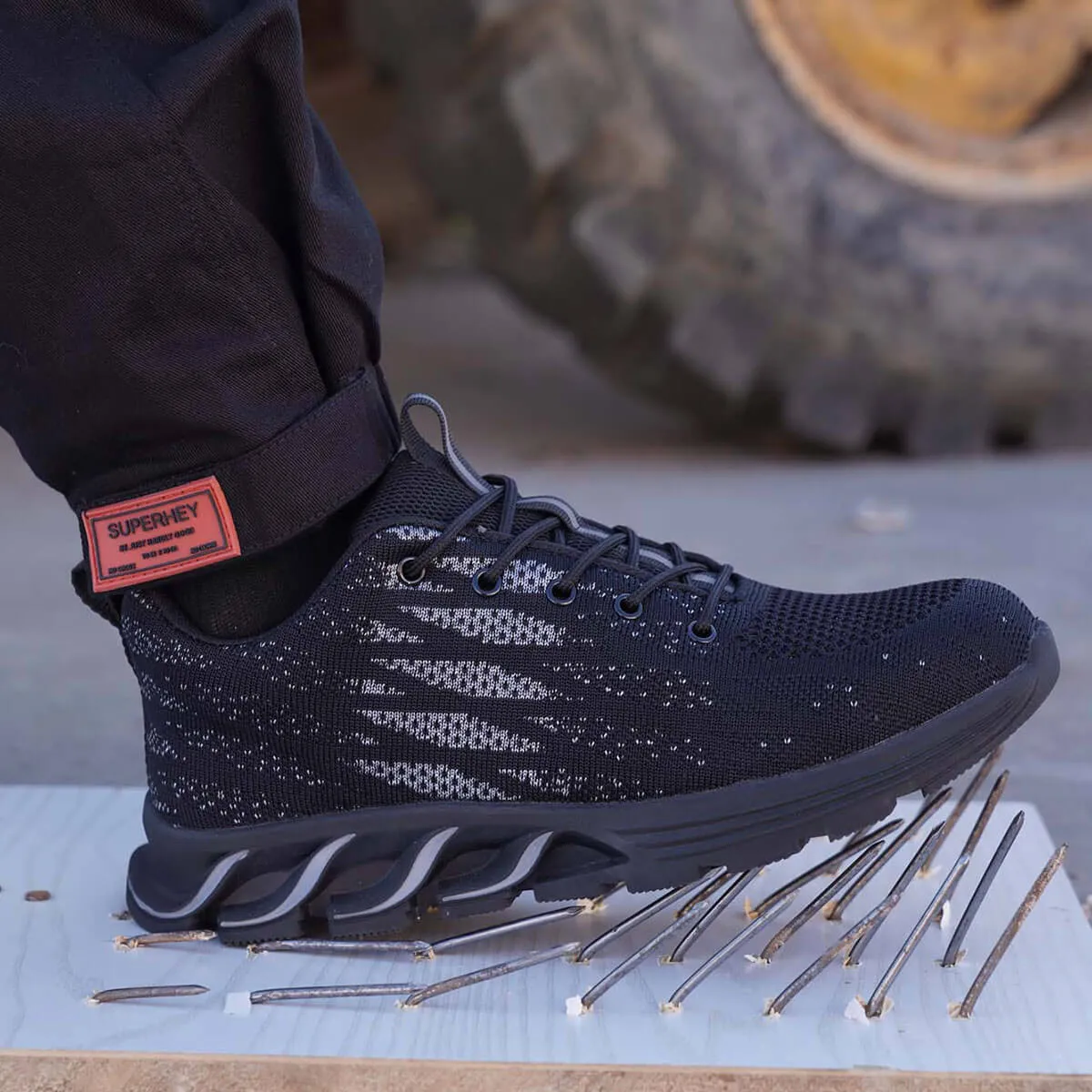 Steel Toe Sneakers for Men Women Lightweight Safety Resistant Comfortable Puncture Proof Slip On Indestructible Work Shoes