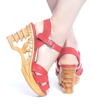 the Pagoda - in Red Suede and Leather