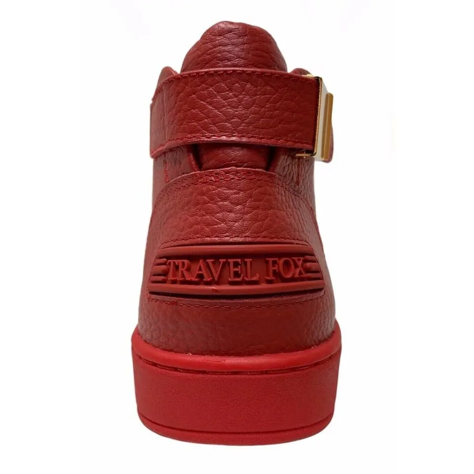 Travel Fox Men's Red Nappa Leather Mid Top Sneakers 915601-04