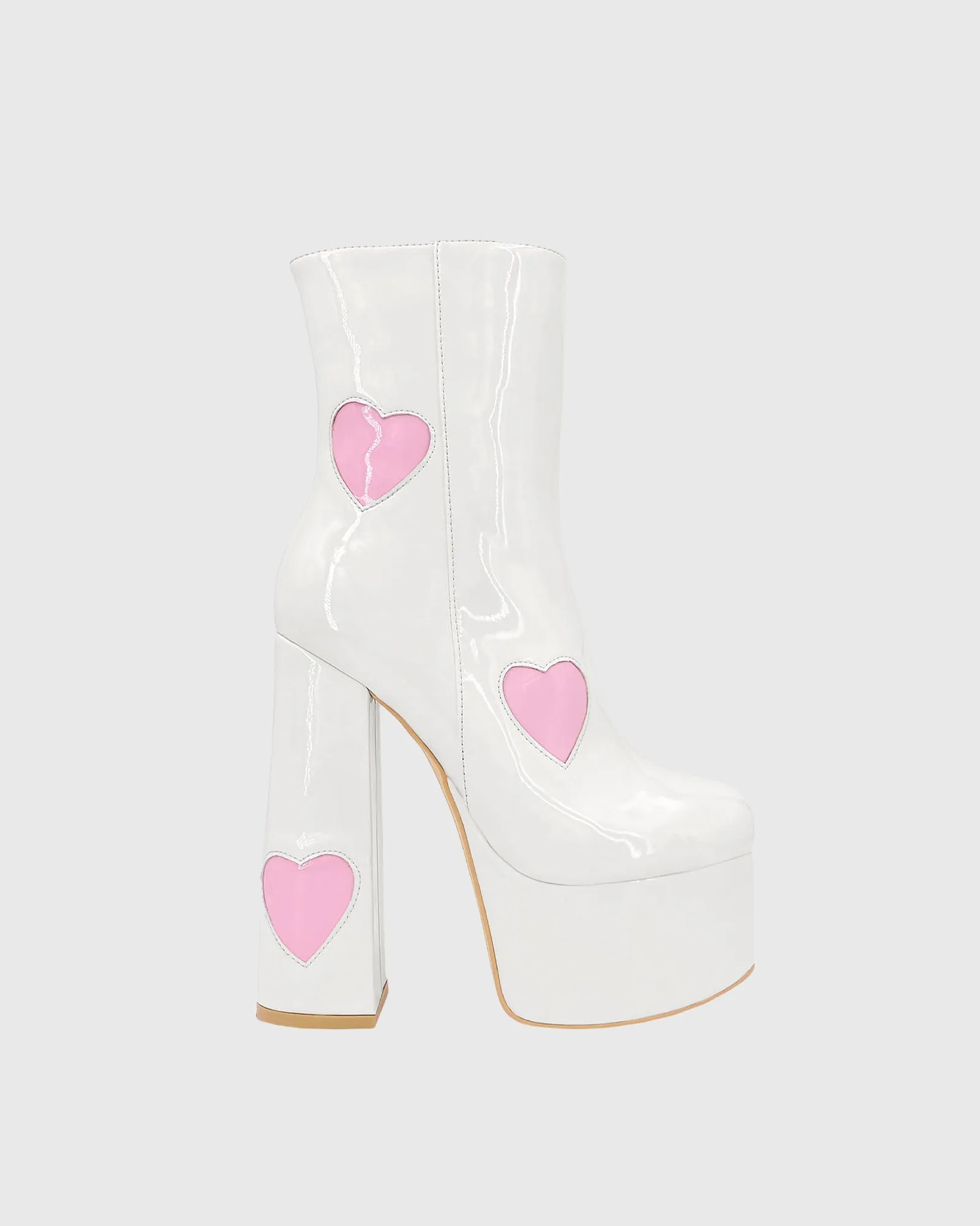Vanessa Heart Platform Ankle Boots In White