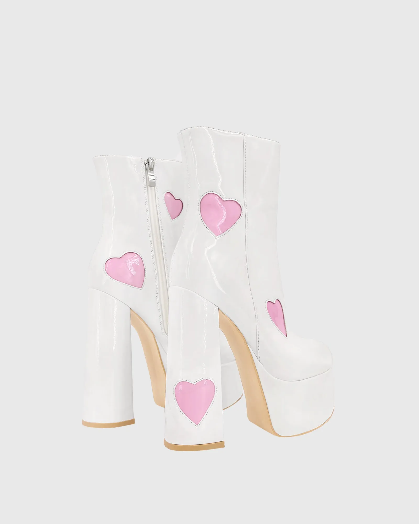 Vanessa Heart Platform Ankle Boots In White