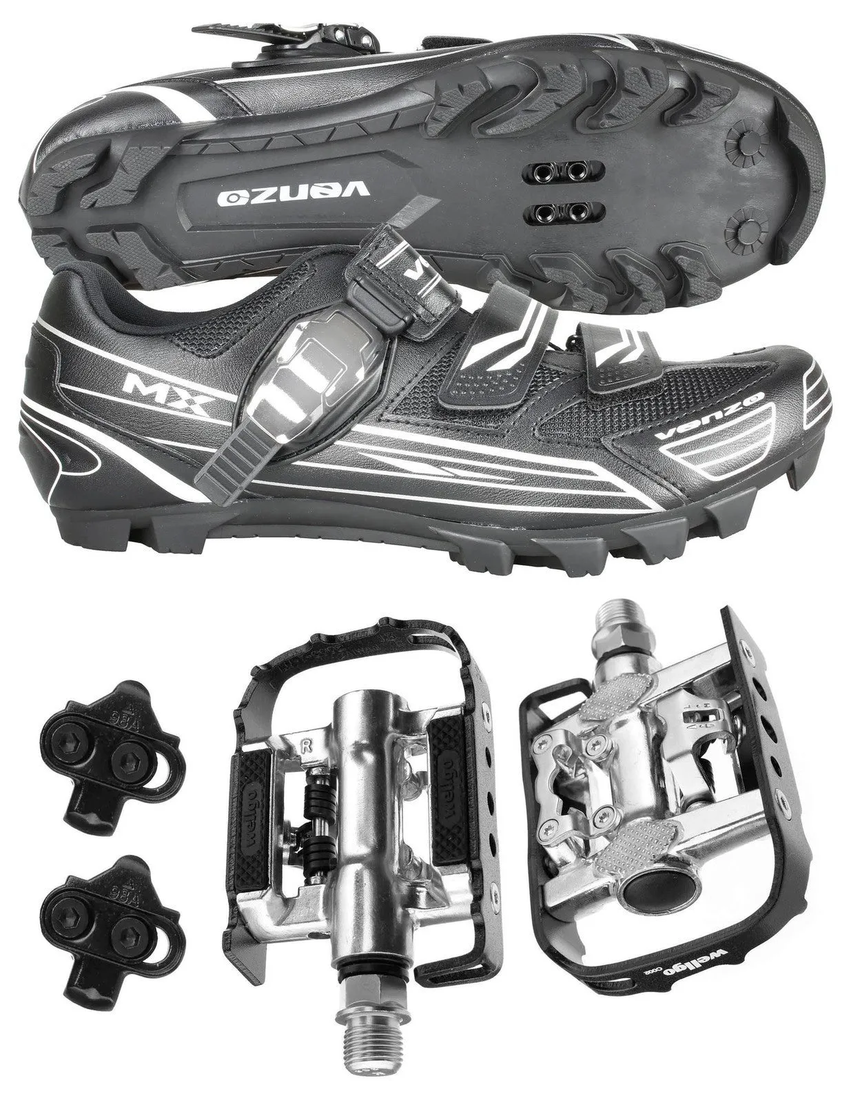 Venzo Mountain Bike Bicycle Cycling compatible with Shimano SPD Shoes Black