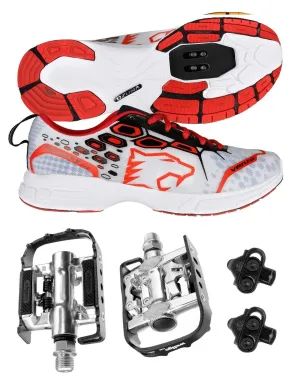 Venzo MTB compatible with Shimano SPD Shoes Red   Wellgo C002 Multi Pedals 44.5
