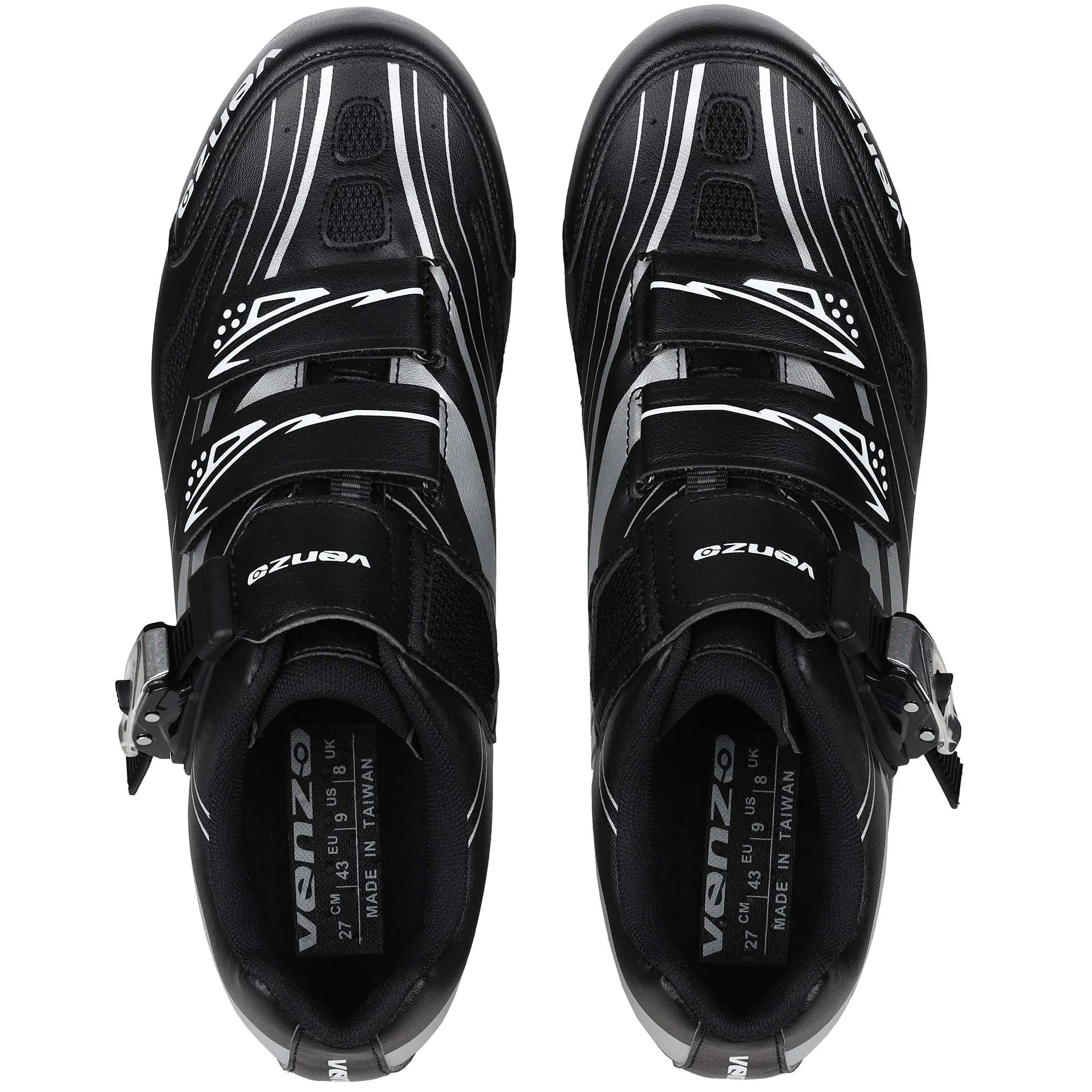 Venzo RX Bicycle Unisex Men's or Women's Road Cycling Riding Shoes - Compatible with Peloton for Shimano SPD & Look ARC Delta - Perfect for Indoor Indoor Road Racing Bikes Black 48