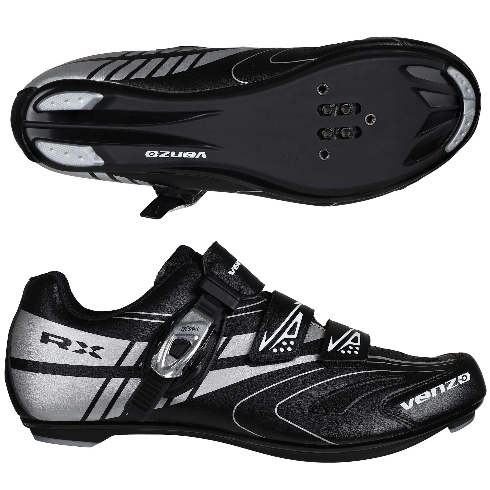 Venzo RX Bicycle Unisex Men's or Women's Road Cycling Riding Shoes - Compatible with Peloton for Shimano SPD & Look ARC Delta - Perfect for Indoor Indoor Road Racing Bikes Black 48