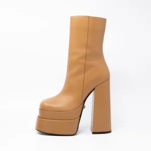 Versace Tan Aevitas Platform Boots 35.5