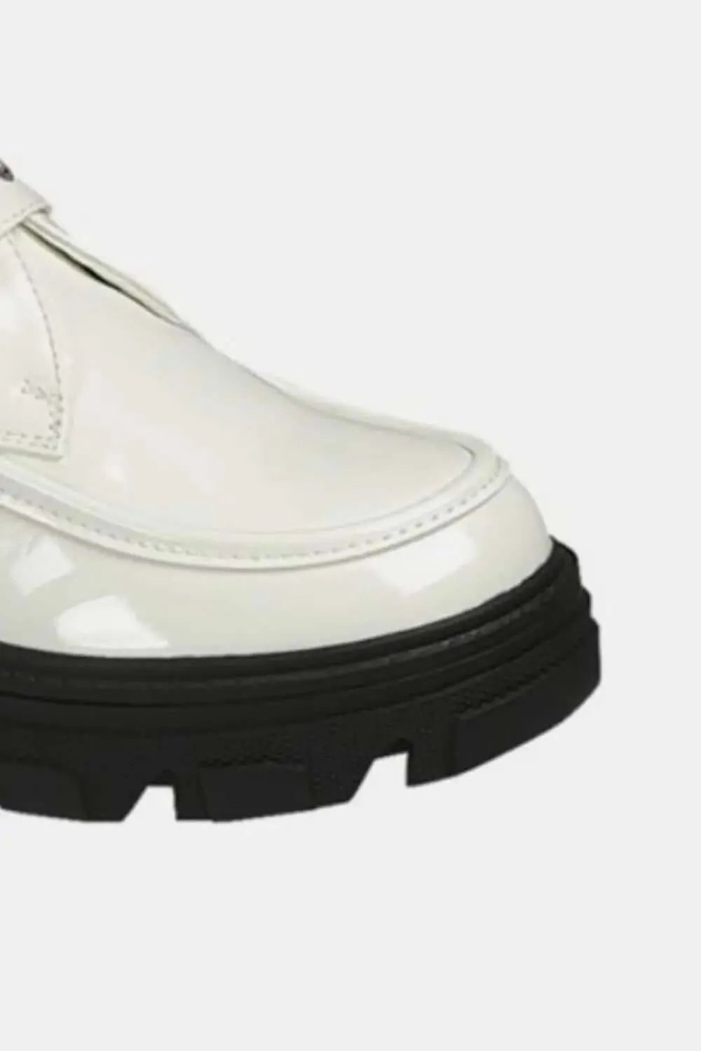 White Lug Sole Buckled Platform Loafers