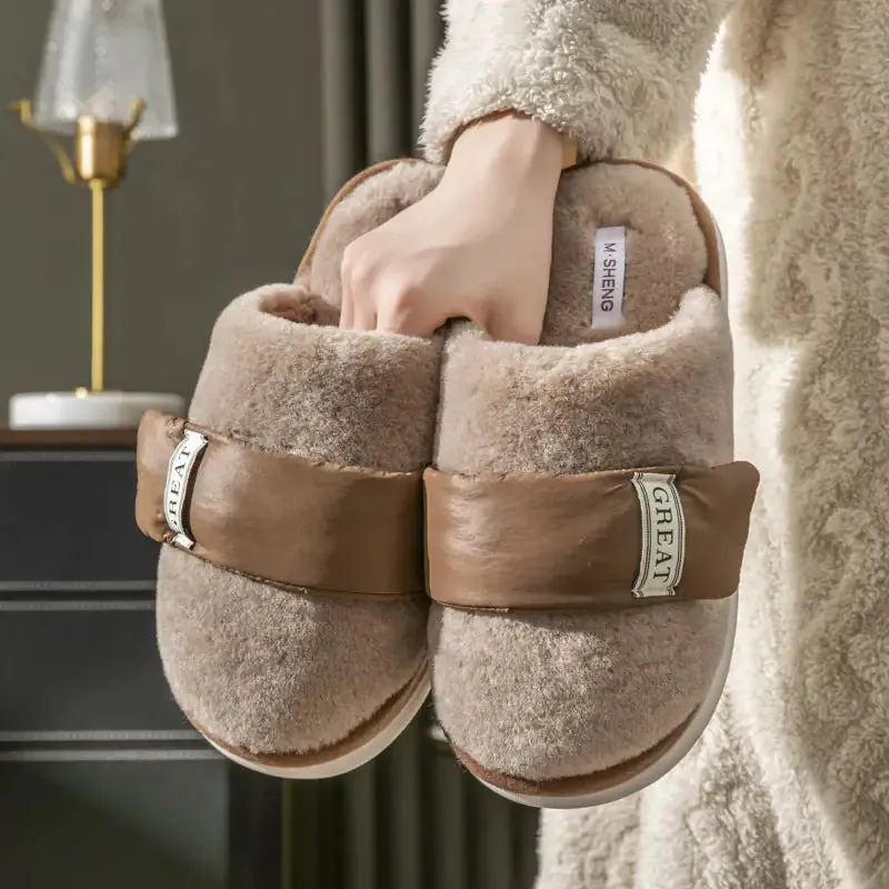winter Home plush Slipper warm Couple Bedroom Cotton Shoes