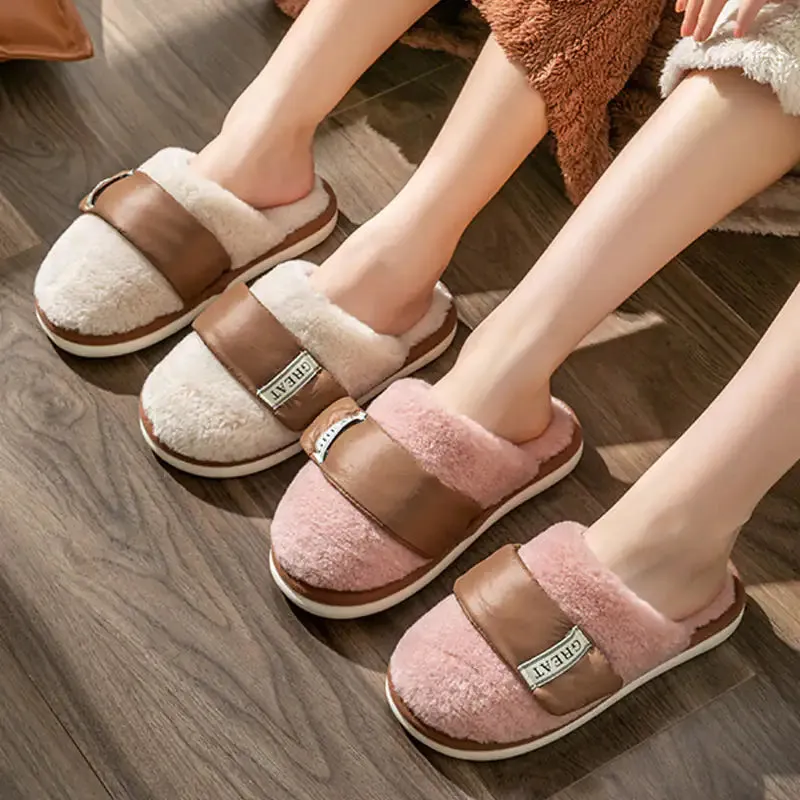 winter Home plush Slipper warm Couple Bedroom Cotton Shoes