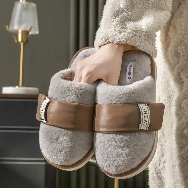 winter Home plush Slipper warm Couple Bedroom Cotton Shoes