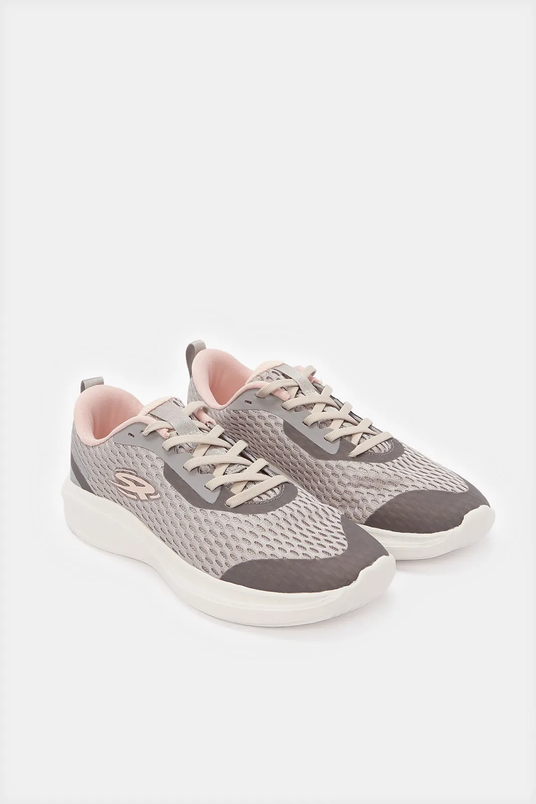 Women Grey Lace Up Sneakers