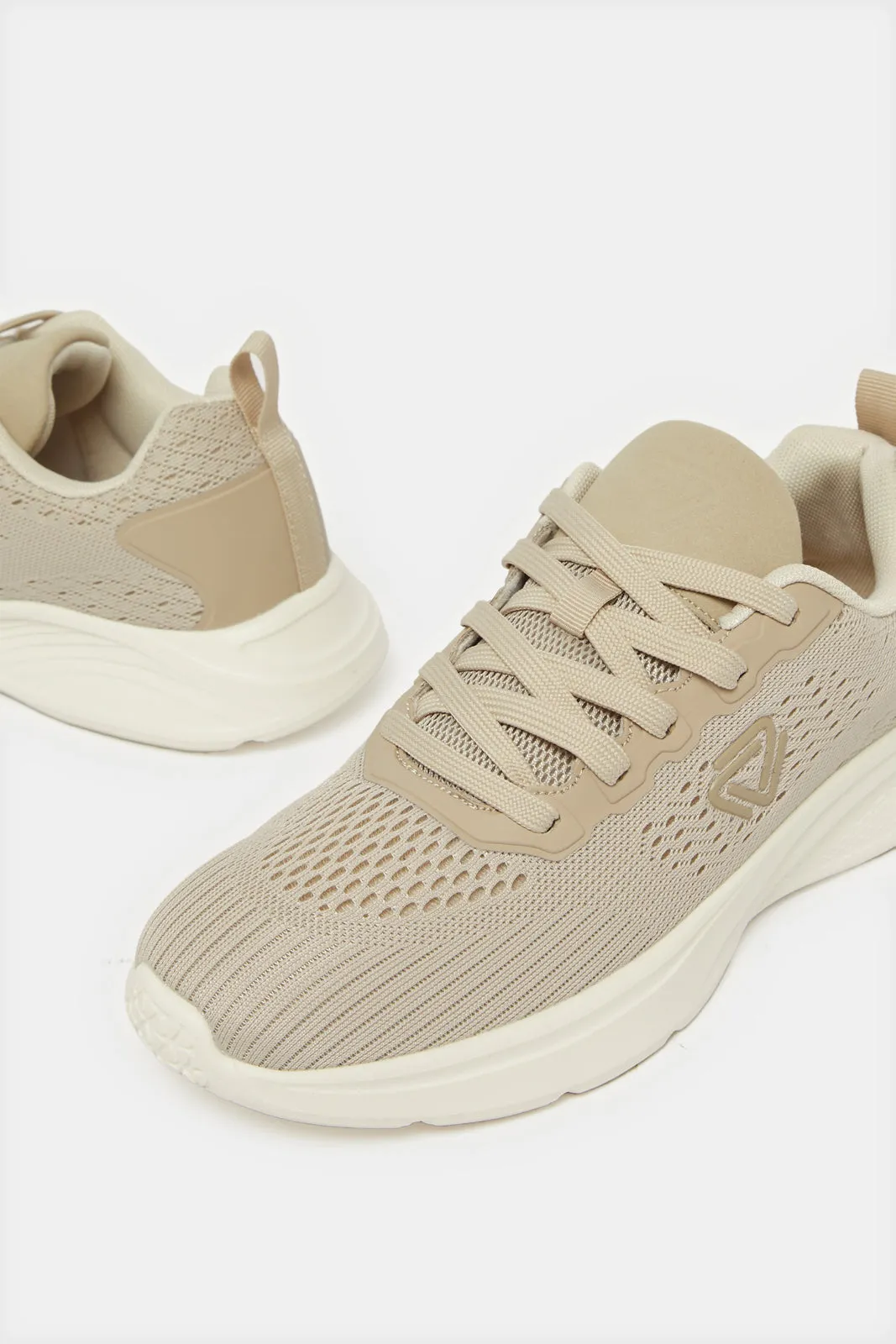 Women Taupe Lace Up Sneakers