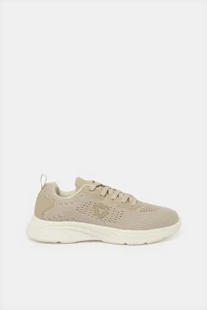 Women Taupe Lace Up Sneakers