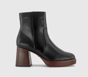Womens OFFICE Asher Heeled Platform Ankle Boots Black Leather