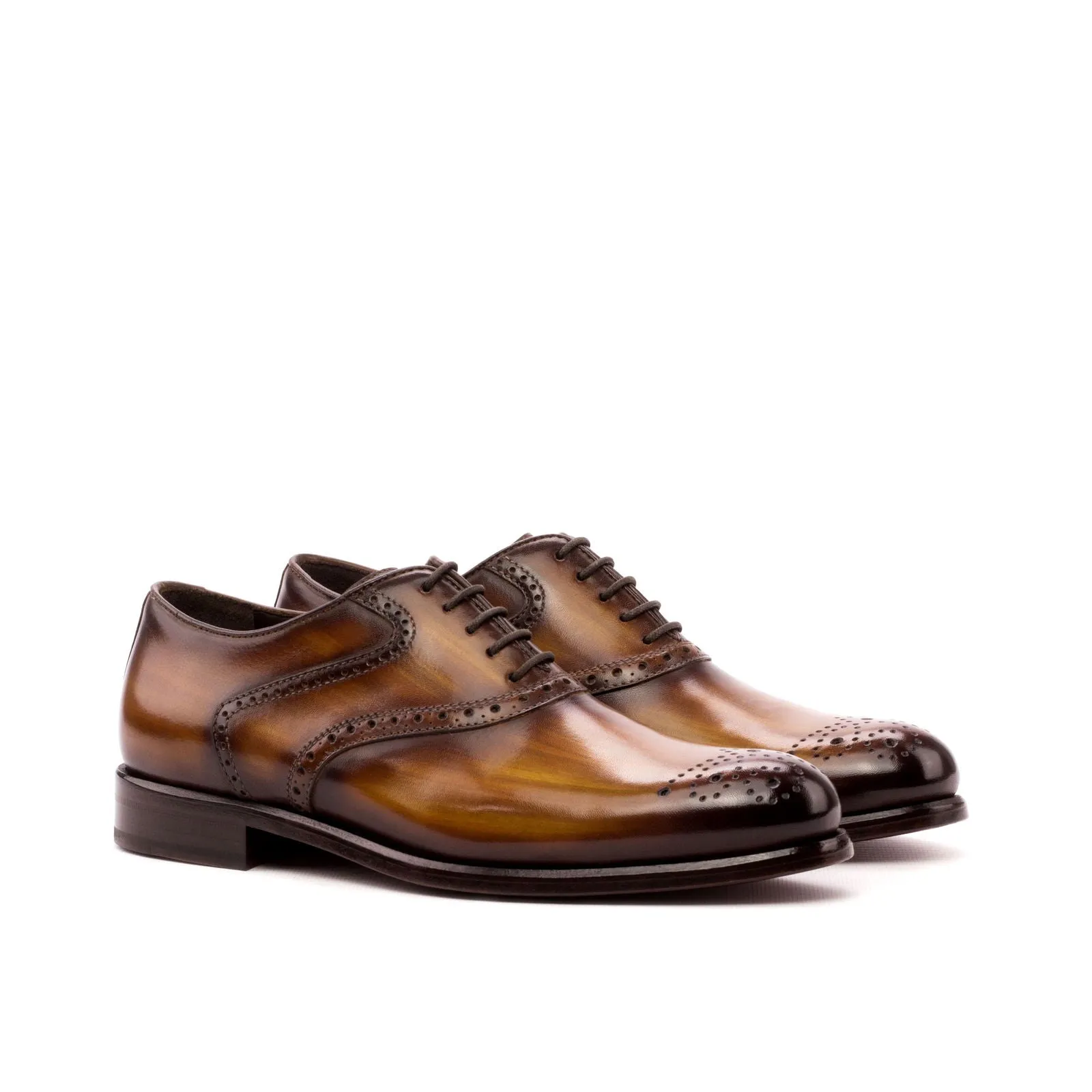 Women's Saddle Shoes Patina Leather Brown 3563
