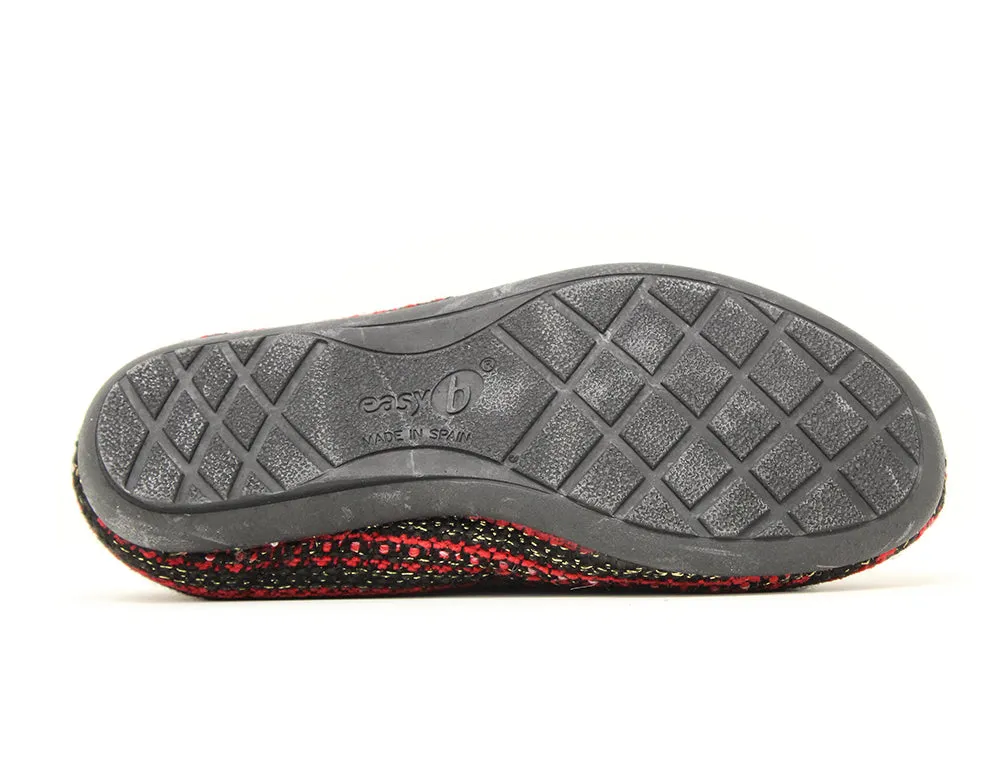 Womens Slip-On Bern Red Black Slipper